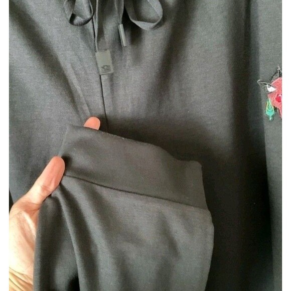 Badgley Mischka Black French Terry Joggers w/Pockets Size XL Embroidered Casual - Picture 6 of 10